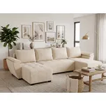 Rozkládací sedací souprava do U LIVARO 305x140 cm, krémová