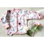 AMÁLKA Propínací kabátek teplákovina, ptáčci květy Velikost: 86