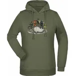 Dámská mikina s kapucí RYTÍŘI NAŠÍ DOBY (merch Tankista) - olivová