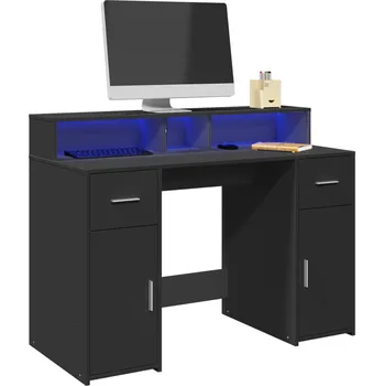 Psací stůl Psací stůl s LED světly černý 120 x 55 x 91 cm kompozitní dřevo