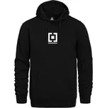 Pánská mikina Horsefeathers HOODED SWEATSHIRT VERTICAL MID LOGO M Černá, Bílá