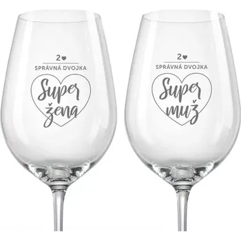 Sklenice Svatební skleničky na víno "Správná dvojka", 2 ks