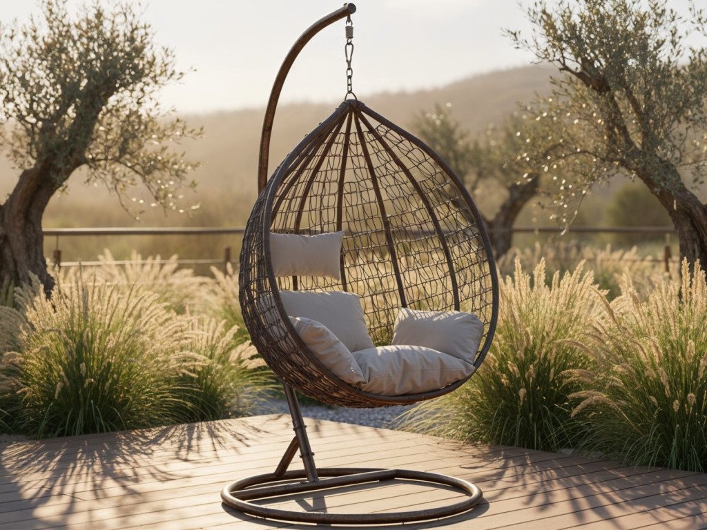 Závěsné křeslo Izeda, hnědé