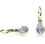 Zlaté dětské náušnice s modrým kamenem