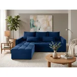 Tmavě modrá rozkládací rohová pohovka ZENOVA 220x140 cm, oboustranná