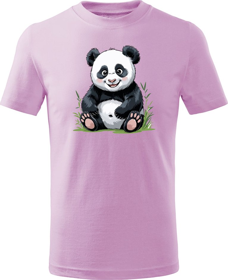 Dětské bavlněné tričko s potiskem - vzor 0239 - panda Fialková 158