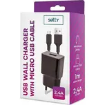 Setty 2,4A s kabelem USB/microUSB 1m