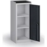 B2B Partner Úzká policová dílenská skříň, 2 police, 1180 × 505 × 500 mm, grafitové dveře