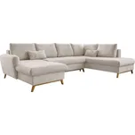 Sedačka Lucile U, pravá, béžová, úl.prostor a lůžko, béžová, 312 cm, 202 cm