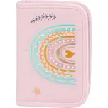 BAAGL Školní penál jednopatrový Duha růžový