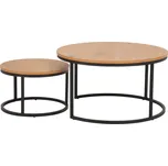 Sada kulatých konferenčních stolků Spiro Ø 50/80 cm, černá, divoký dub, 80 cm, 45 cm, 80 cm