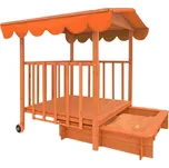 Jurhan Pískoviště s verandou HAPPY, 130x130x143cm, hnědá/oranžová