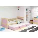 Nábytek PEGAS s.r.o. Dětská postel RICO s přistýlkou 90x190 cm, s matracemi, Přírodní/Růžová