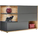 Široká komoda Silk, antracitová, dub wotan, 120 cm, 77 cm, 40 cm