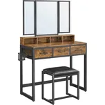 Toaletní stolek š. 90 cm, černá/hnědá, hnědá, černá, 40 cm, 141 cm, 90 cm