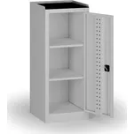 B2B Partner Úzká policová dílenská skříň, 2 police, 1180 × 505 × 500 mm, šedé dveře