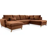 Sedačka Lucile U, pravá, cihlová, úl.prostor a lůžko, terracotta, 312 cm, 202 cm