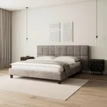 Manželská postel s čelem Valeria 180x200, šedá, šedá, 180 cm, 200 cm