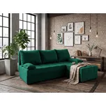 Tmavě zelená rozkládací rohová pohovka ZENA, oboustranná