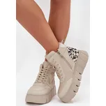 Béžové dámské kotníkové boty na platformě z pravé kůže Vinceza Velikost: 38