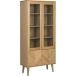 Vitrína Nagano, čiré, barvy dubu, 80 cm, 178 cm, 37 cm