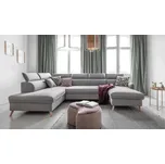 Rozkládací sedačka Simone, levé provedení, světle šedá, 321 cm, 82 cm, 95 cm