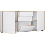 Komoda Salia, š: 160 cm, bílá, medový dub, 160 cm, 74 cm, 33 cm