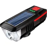 Verk 14491 LED světlo na kolo USB s klaksonem a solárním nabíjením, červené