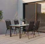 Zahradní sestava, 5-dílna, stůl 140x80, černá, 80 cm, 73 cm, 140 cm