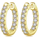 B-TOP Dámské pozlacené kruhové náušnice s moissanitem - Stříbro 925