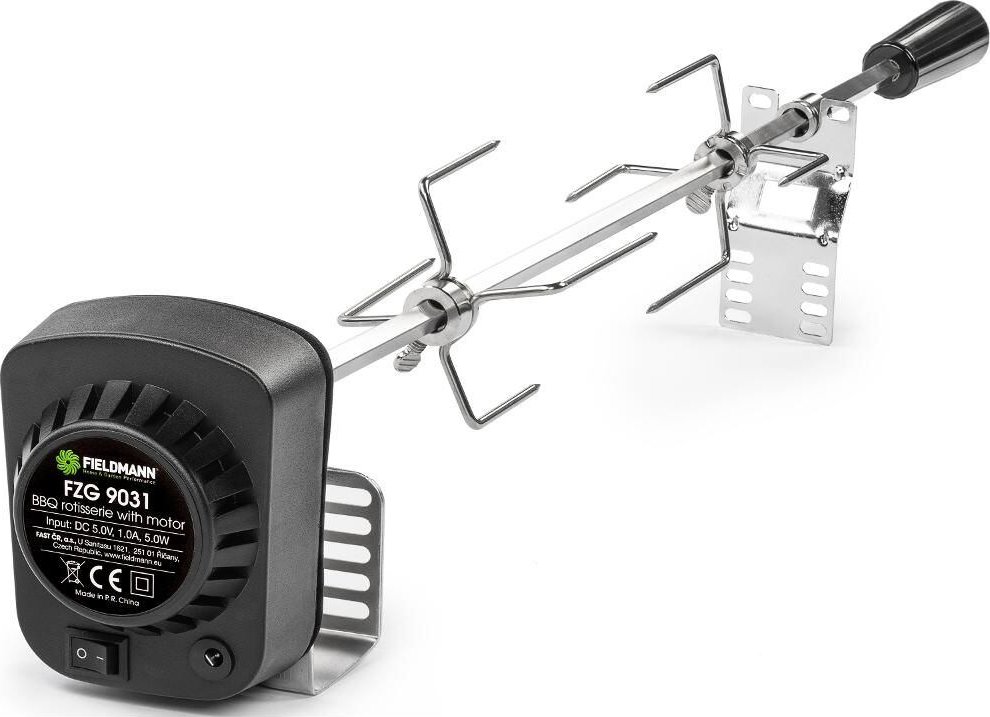 FIELDMANN FZG 9031 grilovací jehla s motorem 230V, 80cm, 2* 4-ramenná vidlice, Cr držáky