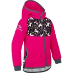 Dětská softshellová bunda bez zateplení Basic, Fuchsiová, Jednorožci - vel. 104/110