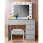 Aga Toaletní stolek se zrcadlem, osvětlením a el.zásuvkou + taburet Matný bílý