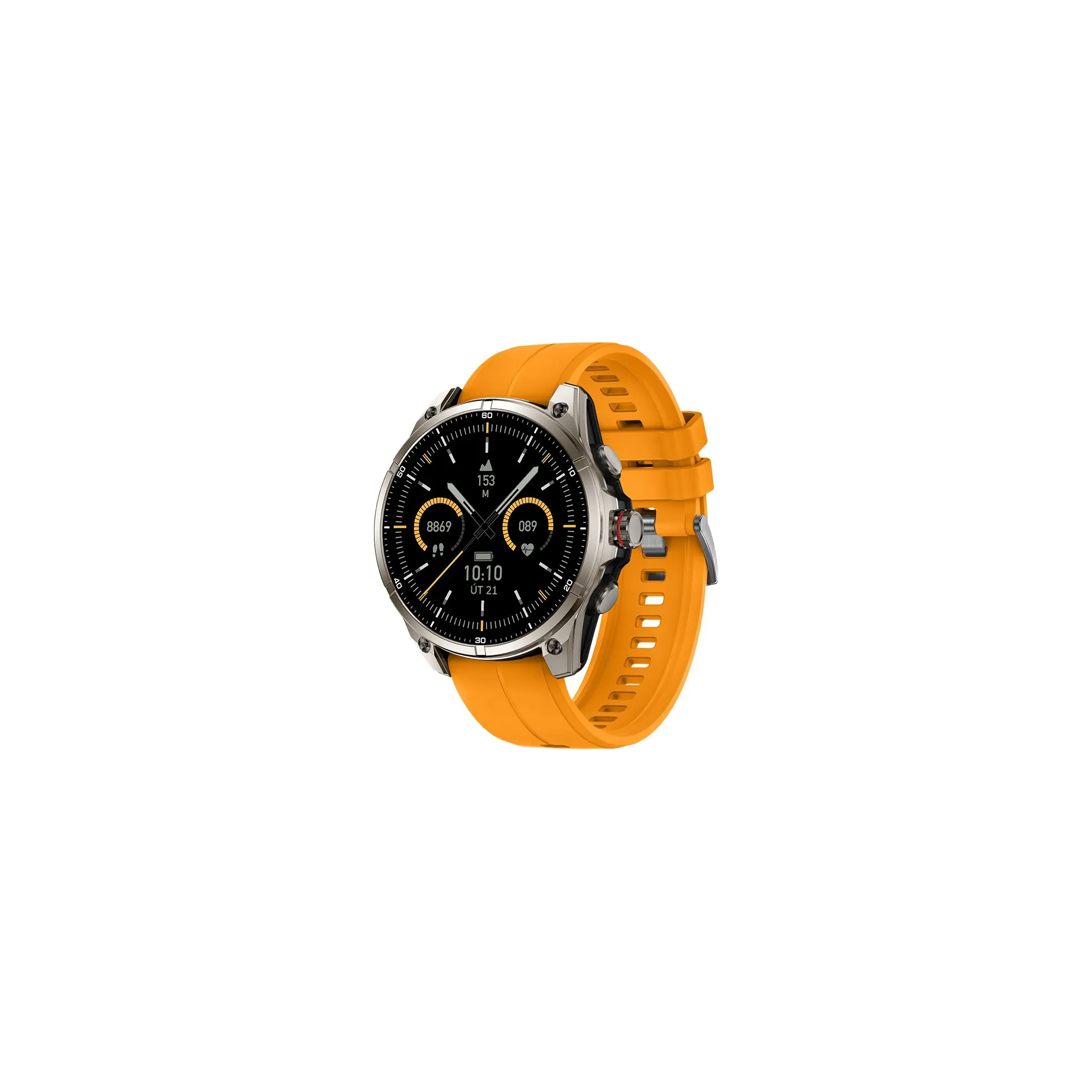 Fotografie 4 - Chytré hodinky Madvell Onyx 3 GPS platinové/oranžový silikonový řemínek