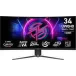 MSI LCD MPG 346CQRF X24, 34", VA, 3440x1440, 240Hz, 0.5ms, HDMI, DP, USB, VESA, Audio, Black