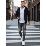 BASIC Tmavě šedé pánské roztrhané džíny Šedá