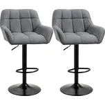 HOMCOM Barová židle sada 2 ks retro design výškově nastavitelná umělá kůže vzhled plátna šedá + černá
