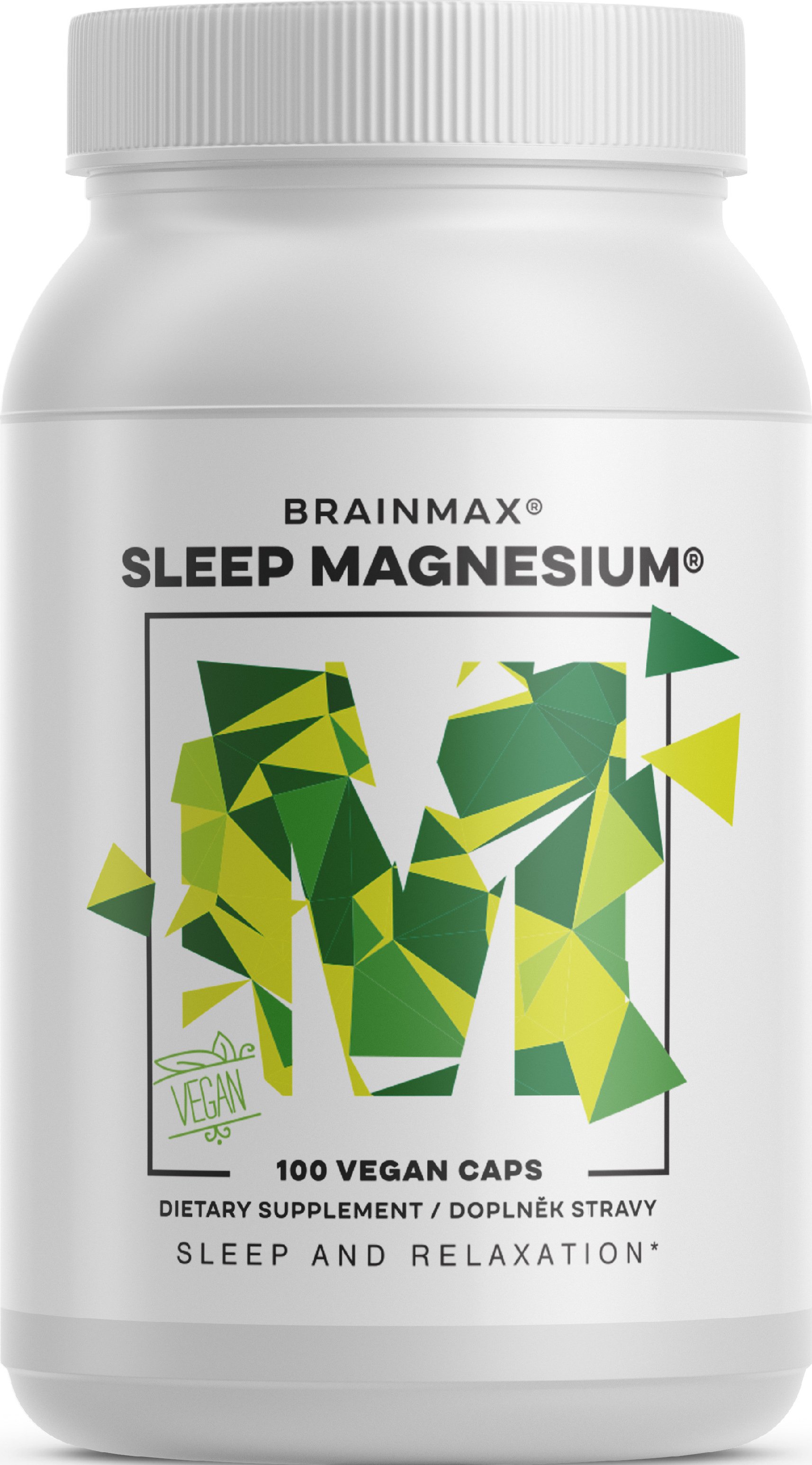 BrainMax Sleep Magnesium®, 320 mg, 100 rostlinných kapslí (Hořčík, GABA, L-theanin, Vitamín B6, šťáva z višně) Komplex pro podporu snížení míry únavy a vyčerpání, večerní relax, doplněk stravy