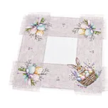 Kuchyňský ubrus / prostírání VELIKONOCE CYH6112 TISK, zajíček, kraslice v košíku, béžová 35 x 35cm (čtverec)