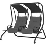 Zahradní houpačka Outsunny Hollywood Swing, odolná proti povětrnostním vlivům, 2 samostatné velikosti, 2 držáky na nápoje, 170 cm x 136 cm x 170 cm, šedá