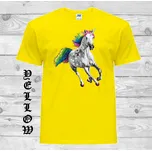 detske-levne-bavlnene-tricko-potisk-barevny-jednorozec Barva: Yellow - žlutá, velikost: 128