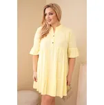 Dámské bavlněné šaty Plus Size s volánky žluté Barva: Žlutý, Velikost: universal