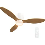 HOMCOM Stropní ventilátor s nastavitelným světlem a dálkovým ovládáním 115 cm, 3 barvy, 3 lopatky, 6 rychlostí, časovač, příroda