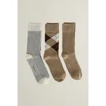PONOŽKY GANT ARGYLE STRIPE AND RIB SOCKS 3-PACK DARK KHAKI