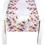 Kuchyňský ubrus CYH6105 TISK, modro- červené květy 40x90cm (obdélník)