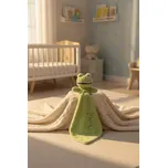Antonio Plyšový usínáček s hračkou s výšivkou žabička/zelená dečka 28x28 cm