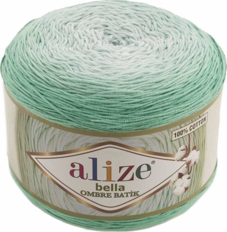 Alize příze Bella Ombre batik 7408 odstíny zelená mint