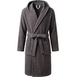 PEMITEX Froté župan 3D pruh tmavě šedý velikost L s kapucí