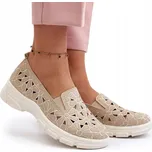 DÁMSKÉ BÉŽOVÉ PRODYŠNÉ POLOBOTKY S KVĚTINAMI, NA NÍZKÉM PODPATKU, VSUVNÉ - VELIKOST 40