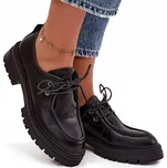 DÁMSKÉ POLOBOTKY Z EKOKŮŽE, BLOKOVÝ PODPATEK, ŠNĚROVACÍ, ČERNÉ, VELIKOST 40